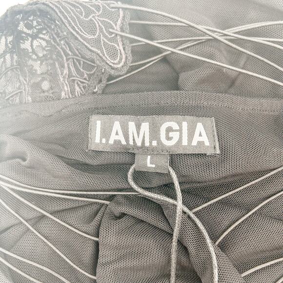 I.AM.GIA Ellery Dress Black Butterfly Long Large New with Tags - Picture 7 of 12